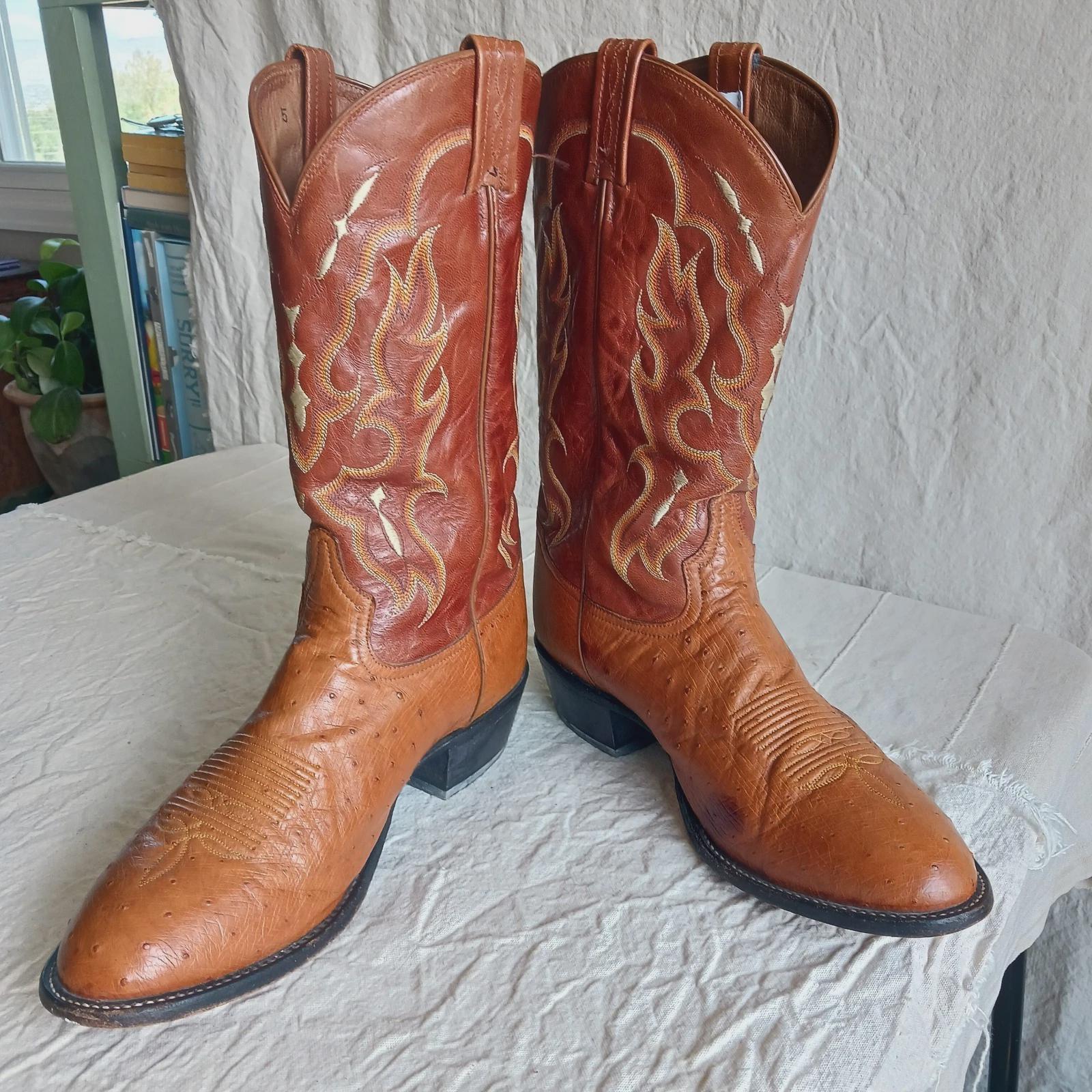Vintage Tony Lama 8237 Genuine Ostrich Cowboy Boots Tan Western Men’s 8.5D USA Vintage Tony Lama Boots Exotic - Etsy main image 4