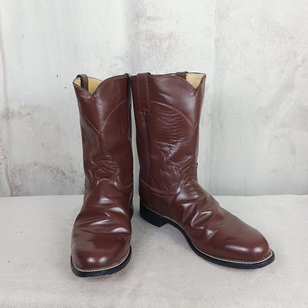 Vintage Brown All Leather Justin Roper Boots Men's Size 10 EE