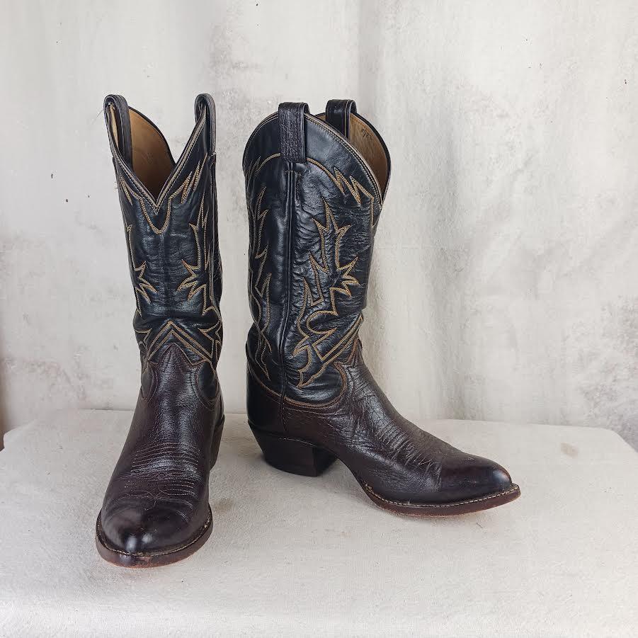 靴 vintage TONY LAMA western boots 8 black TONY LAMA 8539 BLACK LIZARD LEATHER WESTERN COWBOY MADE IN USA