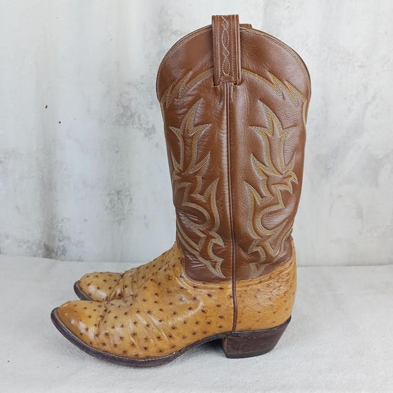 Vintage Tony Lama El Rey Ostrich Cowboy Boots Wit… - image 2