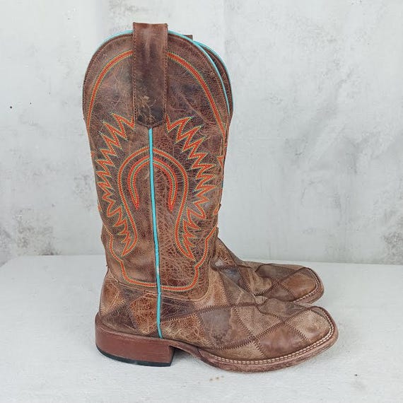 Leather Patchwork Cowboy Boots: Anderson Bean Squ… - image 2