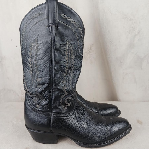 Vintage Tony Lama Black Label Black and Grey Leather Cowboy Boots 10 1/2 Vintage Black Label Tony Lama Cowboy Boots Men main image 3