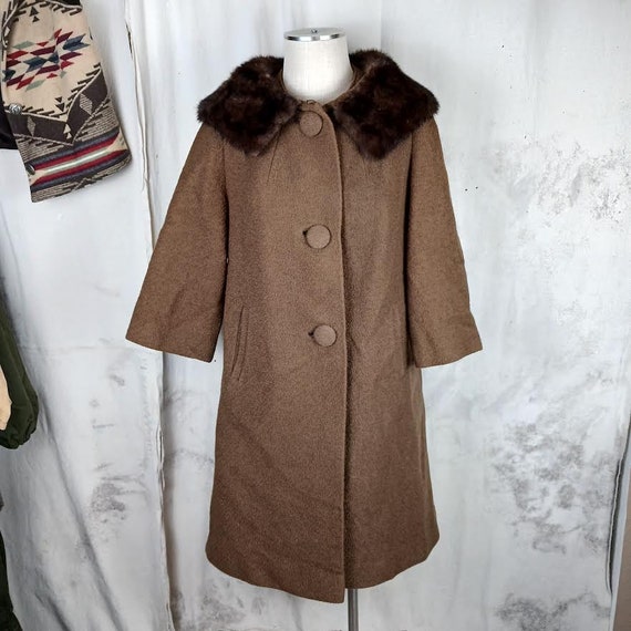Vintage 1960's Women's Overcoat With 3/4 Length Sleeves and Vintage 1960's Women's Overcoat With 3/4 Length Sleeves and