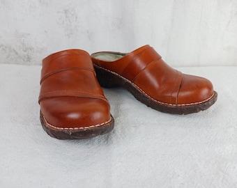 Vintage El Naturalista Brown Leather Clogs Mules Women&#39;s Size 8