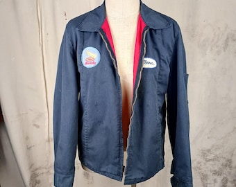 Vintage Red Cap Motorcycle Mechanic Jacket - Men's Medium - Made in USA