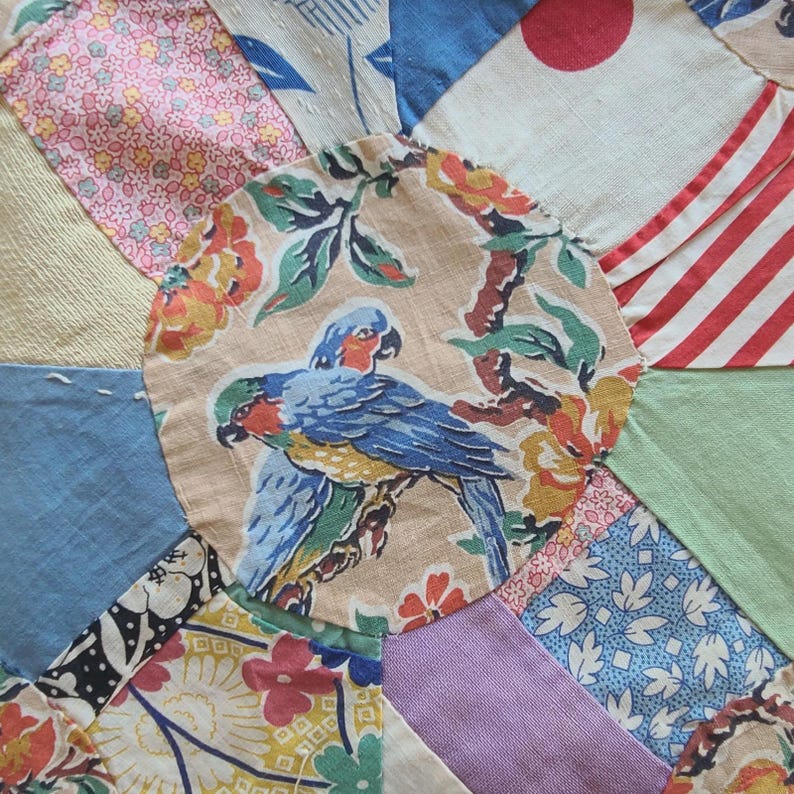 Patchwork Parrot Antique Cotton Patchwork Quilt Top - Etsy