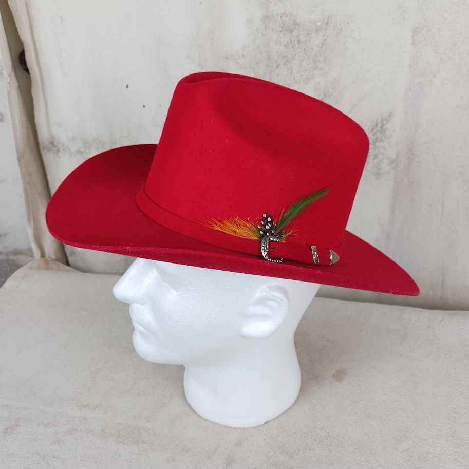 Vintage Red Wool Felt Cowboy Hat - Car-lop Self Conforming  display picture 1