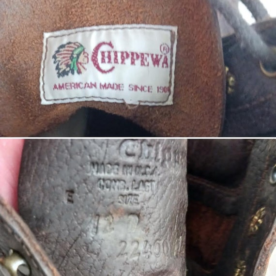 Vintage Brown Leather Chippewa Work Boots Made In… - image 8