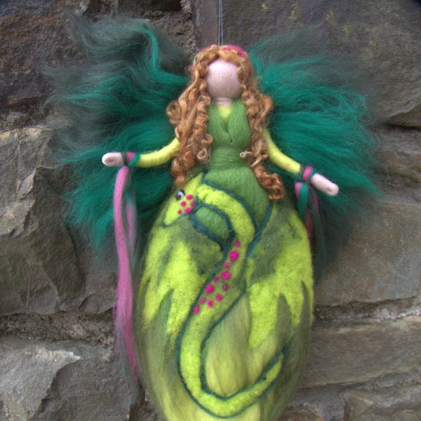 Dragon Fairy - Felted guardian angel/fairy - needle felted and waldorf inspried, wool fairy