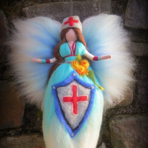 Front Line Angel - An Angel made to mind the Angels, felted  guardian angel,  needle felted and waldorf inspried, wool doll, figure