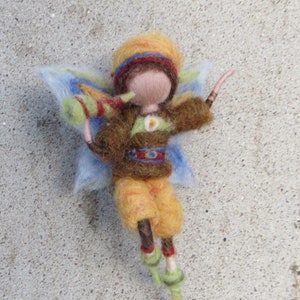 Little fairy boy LEON, needle felted, waldorf