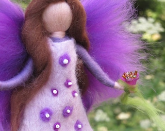 mona - Felted angel - needle felted and waldorf inspried, wool angel, doll