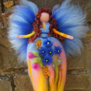 Garden flower Fairy, Waldorf inspried wool needle felted doll image 1