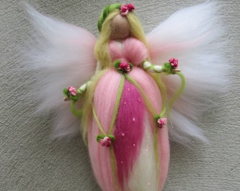 Needle Felted Wool fairy, Flower fairy, Waldorf inspired fairy doll