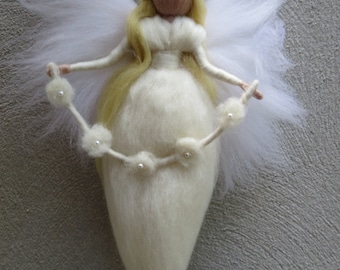 Miriam Needle Felted Wool angel, Waldorf inspired fairy doll, wool, guardian angel