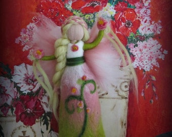 Elana, spring fairy with flowers, waldorf inspried