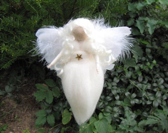 Little white angel, guardian angel waldorf felted