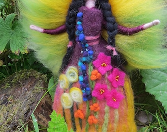 S'umme Flower fairy, Waldorf inspired felted wool doll, (price for one)