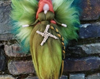 St. Bridget Fairy, Waldorf inspried wool doll