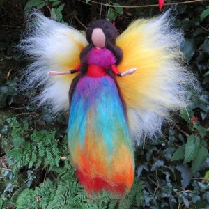 Rainbow guardian angel needle felted fairy, waldor image 2