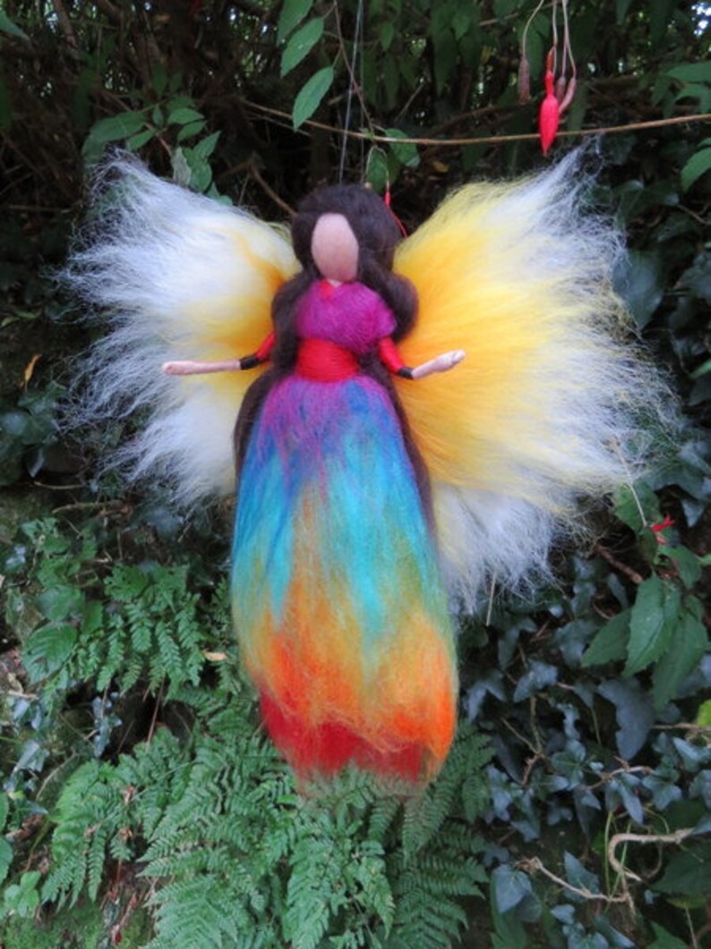 Rainbow guardian angel needle felted fairy, waldor image 2