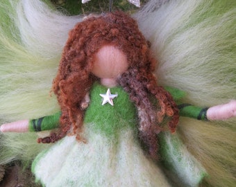 Tree Angel for Christmas (not a topper) needle felted from wool, Waldorf inspried