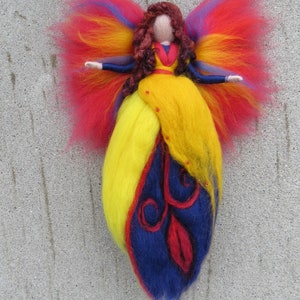 Energy Fairy, Waldorf inspried wool needle felted doll