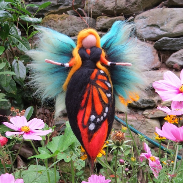 Butterfly Fairy needle felted and waldorf inspried