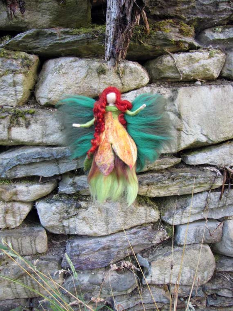 DEIRDR Needle Felted Wool fairy, Irish nature fairy, Waldorf inspired fairy doll, wool image 1