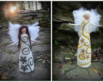 Needle felted and wet felted Christmas Angel (4 Size Options)  Waldorf, Tree topper