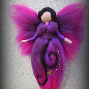 Midnight - Felted angel - needle felted and waldorf inspried