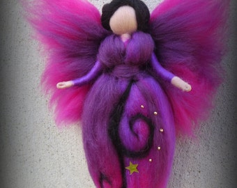 Midnight - Felted angel - needle felted and waldorf inspried