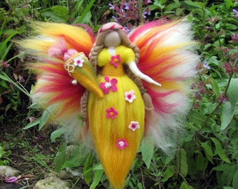 INA, School-start fairy, birthday fairy, present bringer, Waldorf inspired needle felted doll,