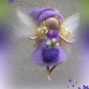Melina - Needle Felted Wool  fairy girl , Flower fairy, Waldorf inspired fairy doll, wool
