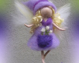 Melina - Needle Felted Wool  fairy girl , Flower fairy, Waldorf inspired fairy doll, wool