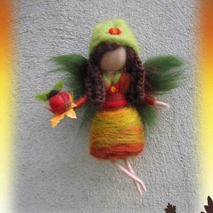 Autumn poesy, little needle felted fairy