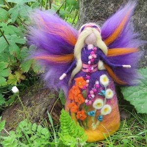 Summe Flower fairy, Waldorf inspired felted wool doll, (price for one)