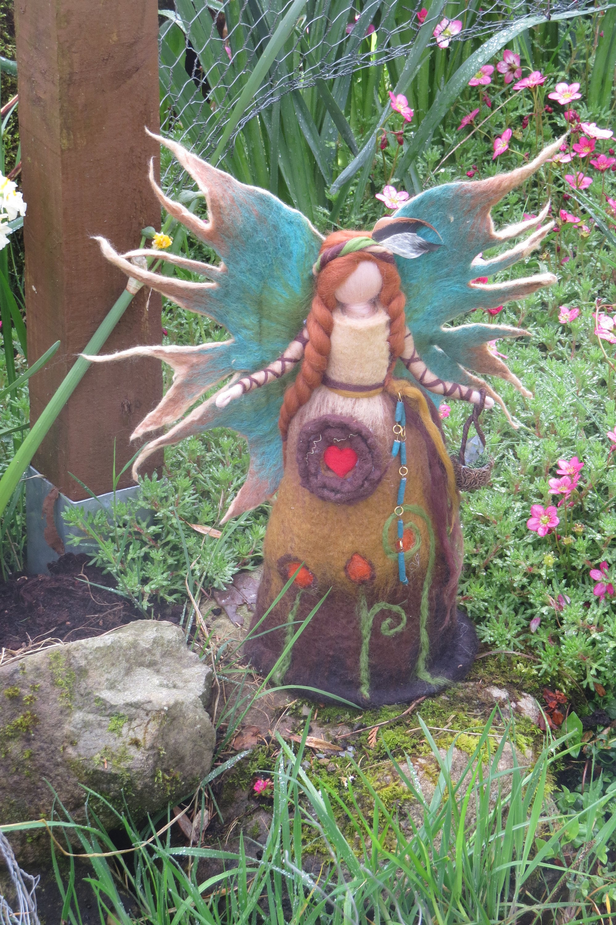 Element Earth, fairy felted from Wool, Waldorf, wool doll