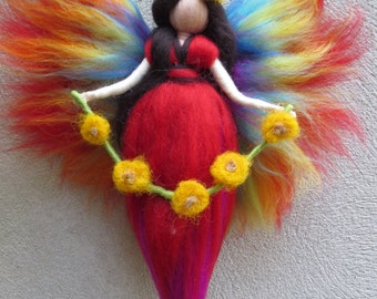 Rainbow Fairy needle felted and waldorf inspried