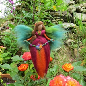 Lucia, flower fairy, waldof inspired wool doll