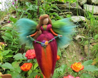 Lucia, flower fairy, waldof inspired wool doll