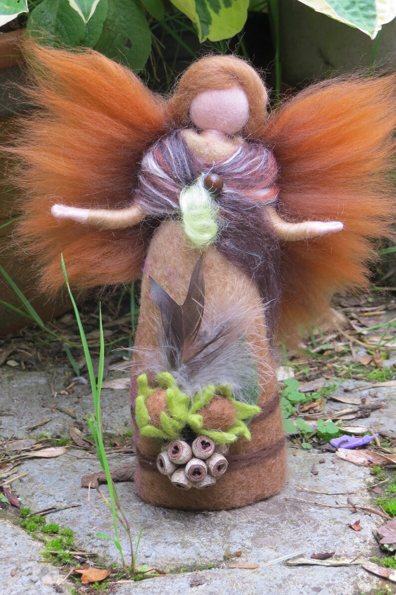 Waldorf inspried wool needle felted doll Hazelnut Fairy