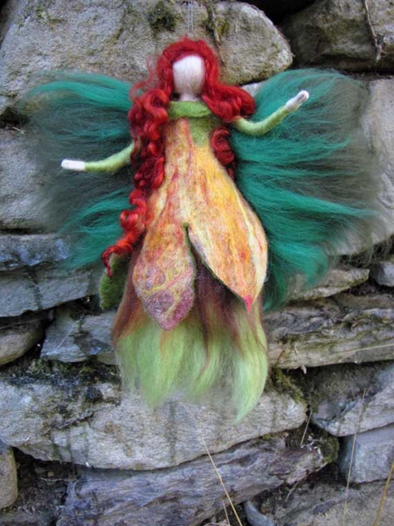 DEIRDR Needle Felted Wool fairy, Irish nature fairy, Waldorf inspired fairy doll, wool image 3