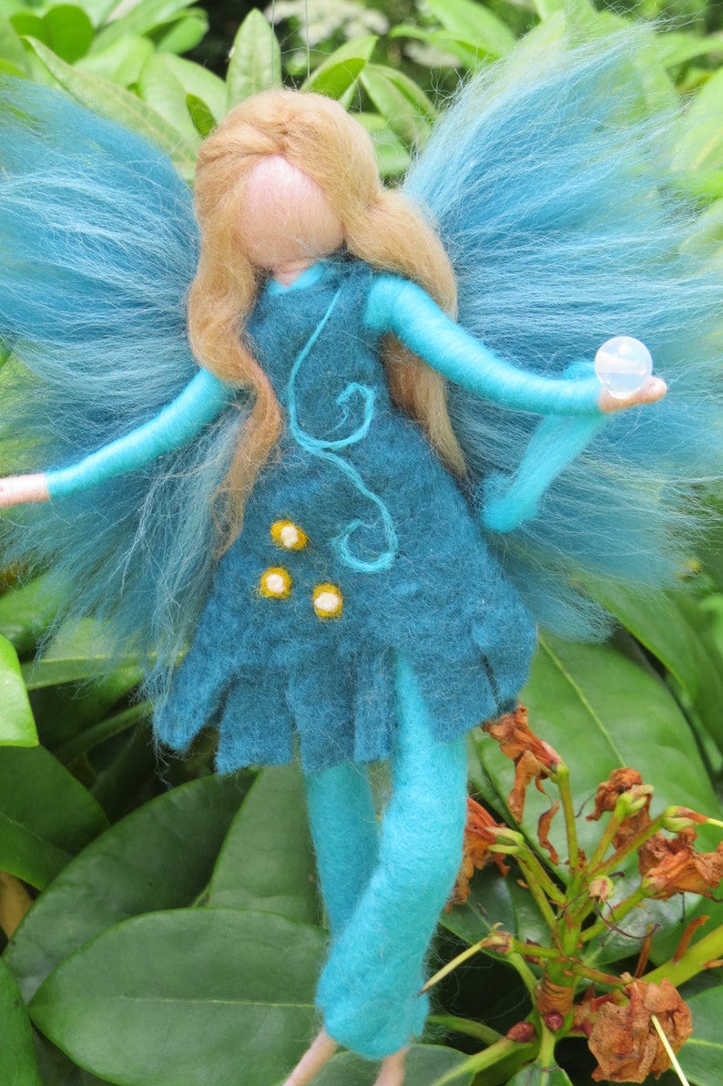 Moonstone Fairy Waldorf Inspried Wool Needle Felted Doll Etsy