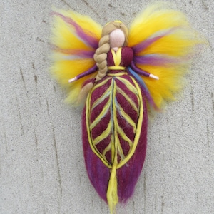 Autumn leave Fairy, Waldorf inspried wool needle felted doll