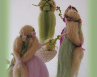 Fairy Mobile, waldorf inspried, needle felted,