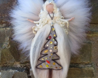 Christmas Angel needle felted from wool, Waldorf inspried