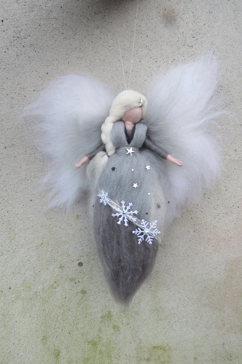 Christmas Angel needle felted from wool, Waldorf inspried, Winter Fairy image 1