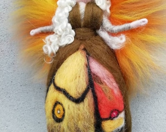 Butterfly Fairy needle felted and waldorf inspried, wool doll, felted figure