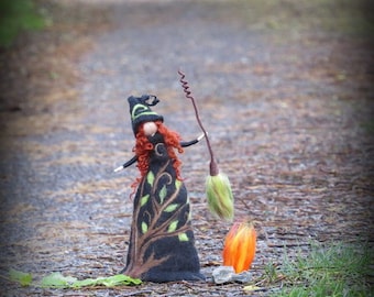 Witch IVY, waldorf inspired felted doll